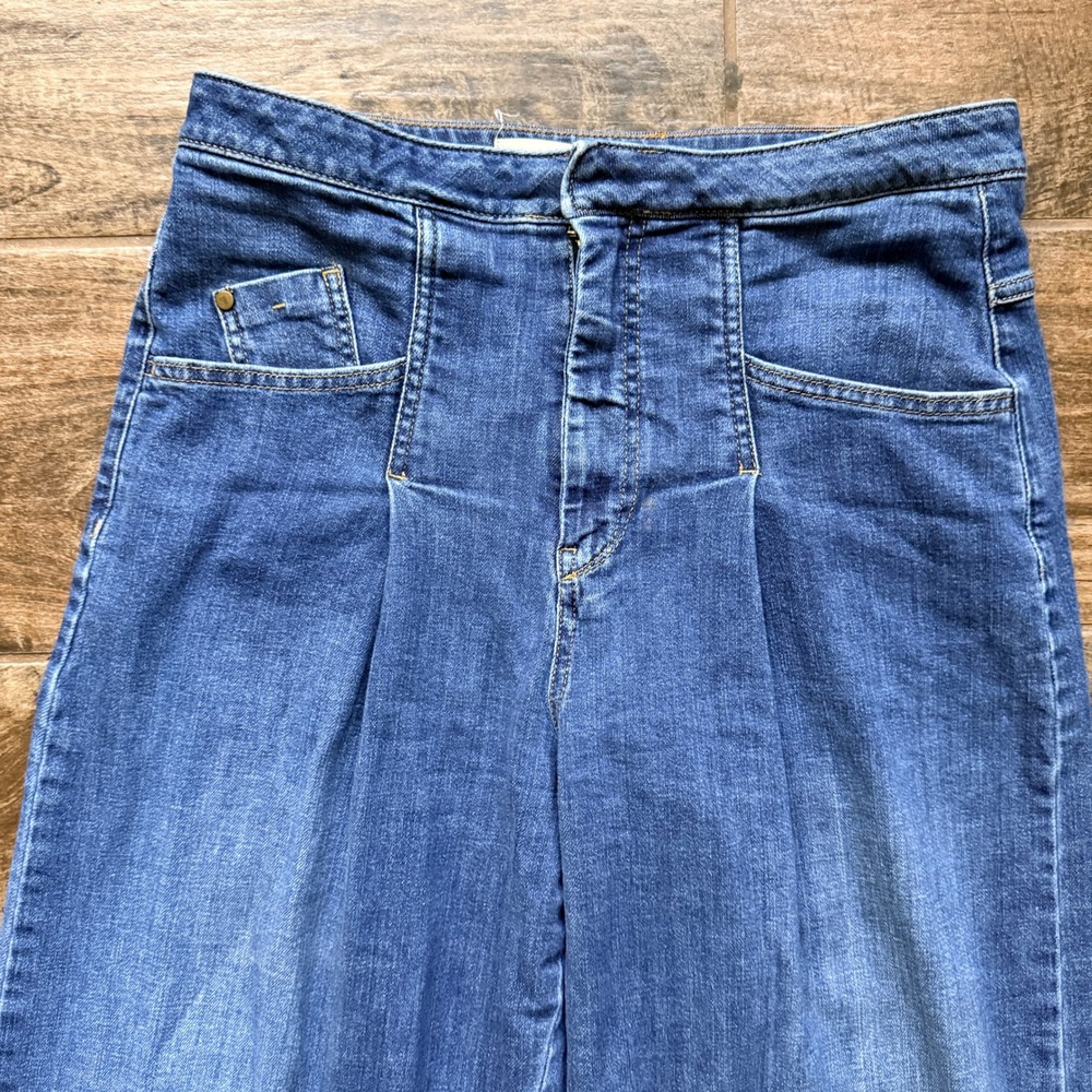 Anthropologie Pilcro Emory Pleated High-Rise Cuffed Wide-Leg Jeans, Blue, 29 - Picture 4 of 12